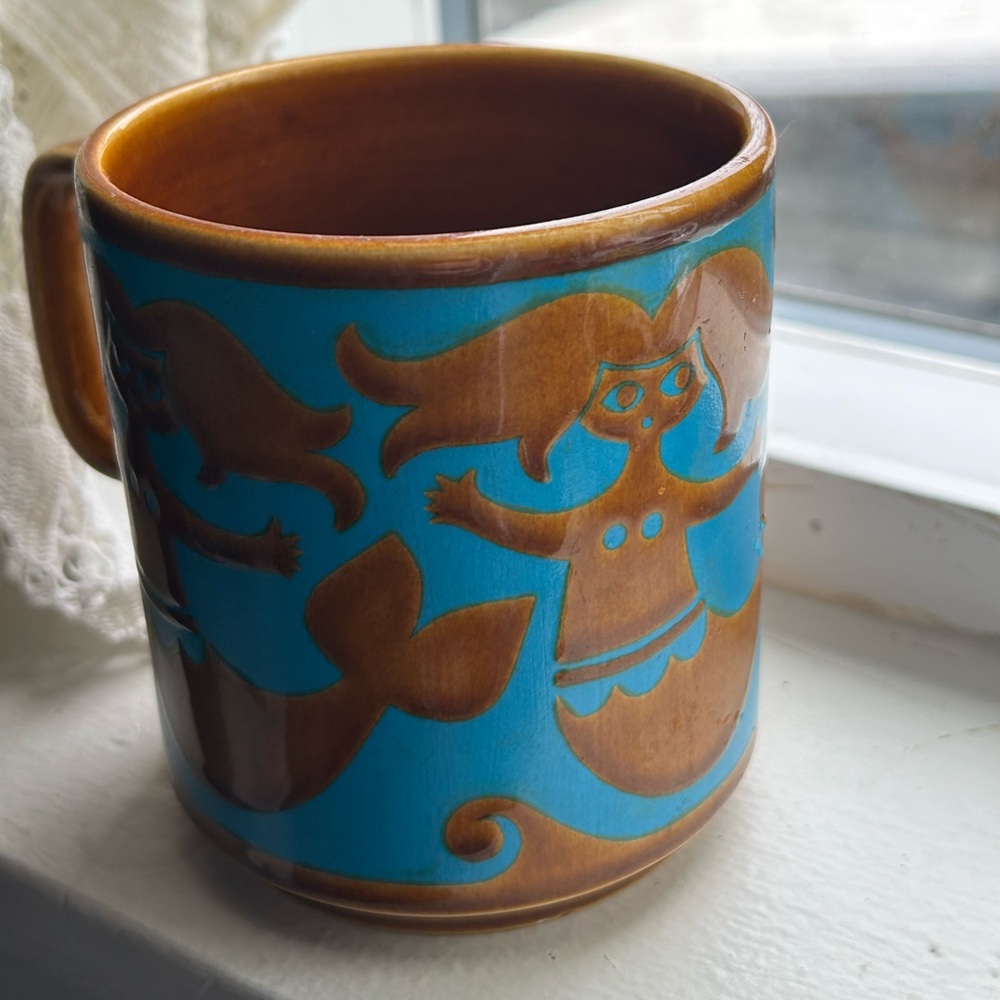 Hornsea Mermaid Mug Cup Blue And Brown Rare Vintage, England (foy